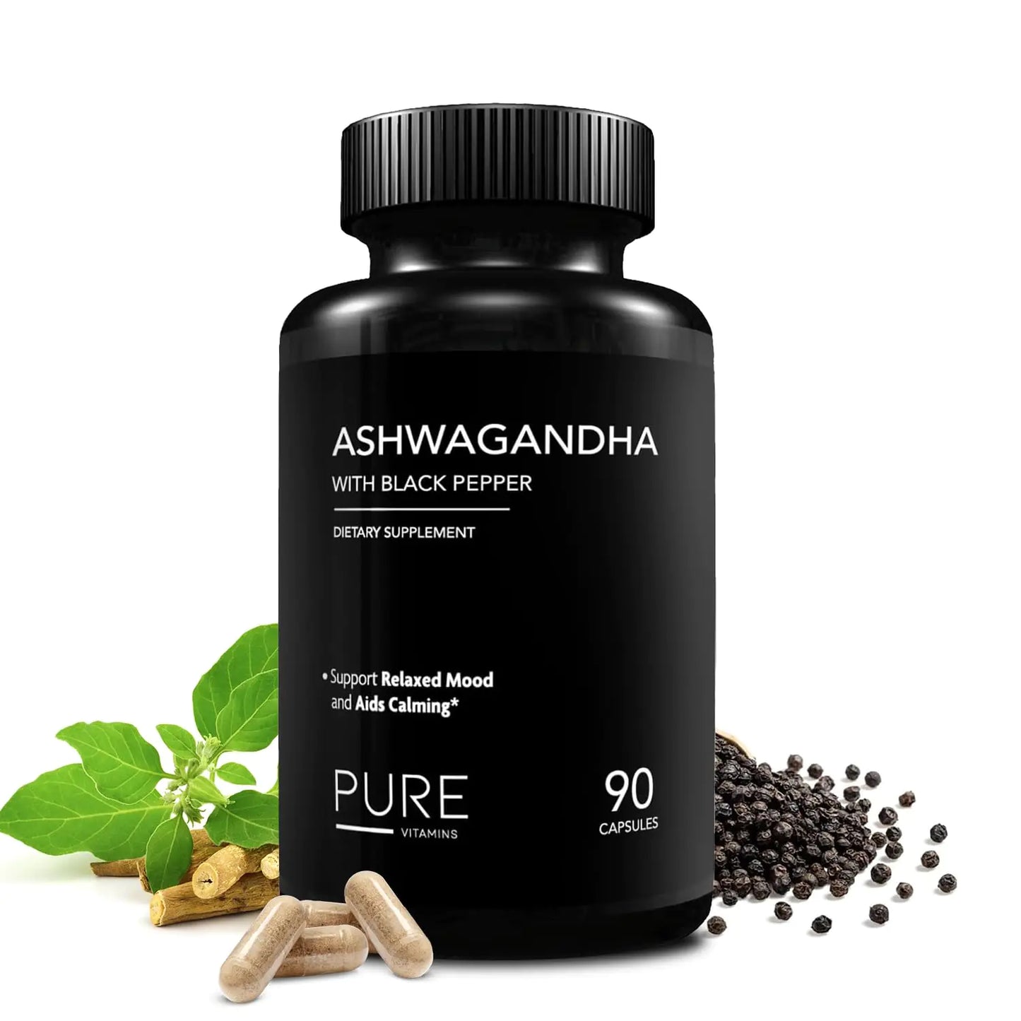Organic Ashwagandha & Black Pepper Capsules - 90 Veggie Caps