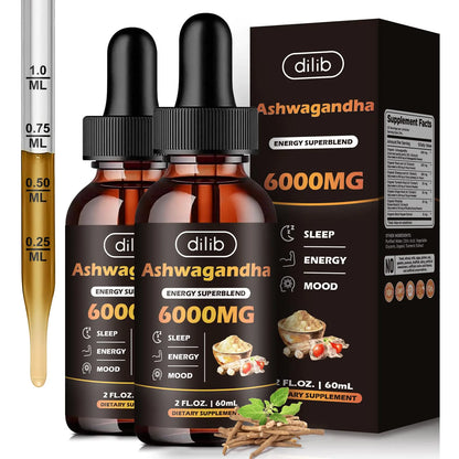 Ashwagandha Turmeric Energy Drops - Vegan 4oz 2-Pack