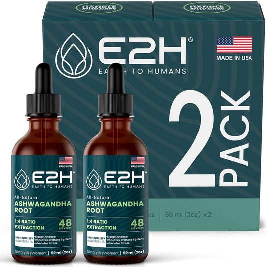 E2H Pure Ashwagandha Drops - Organic Stress Relief & Mood Boost, Vegan