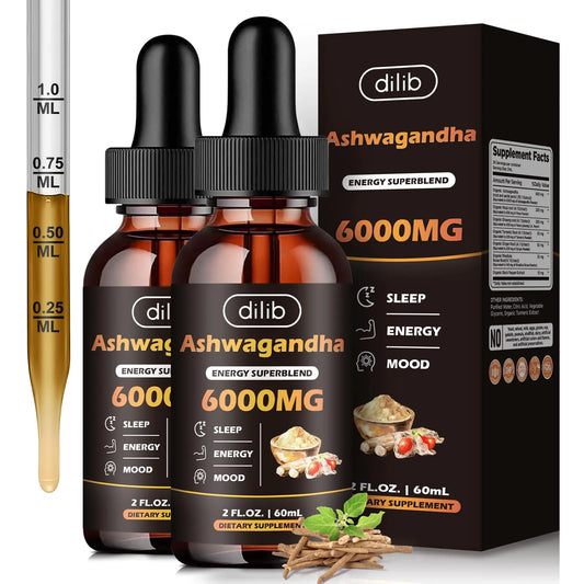 Ashwagandha Turmeric Energy Drops - Vegan 4oz 2-Pack